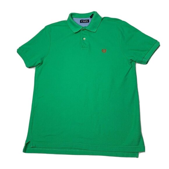 Chaps Ralph Lauren Polo Shirt Men's Medium Green 2 Button Collared Short Sleeve - Picture 1 of 12